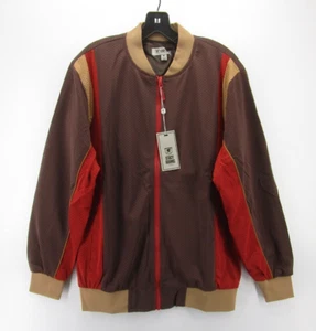 Stacy Adams Jacket Men Medium Brown Track Coat Mesh Casual Full Zip Sport NEW - Picture 1 of 11