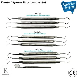 Dental Spoon Excavator Set Restorative Tools Composite Cavity Carious Curettes - Picture 1 of 5