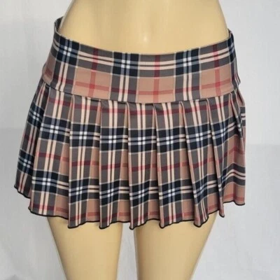 Falda MICRO MINI Spandex Plisada a Cuadros (Choco) Foto 1 de 4