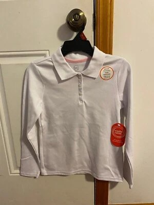 NOVA CAMISA POLO FEMININA TAMANHO MÉDIO 7-8 WONDER NATION MANGA LONGA UNIFORME ESCOLAR - Imagem 1 de 4
