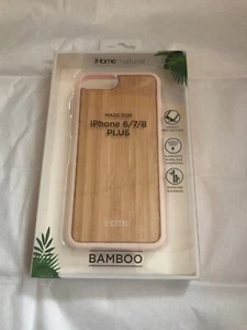 NEW!!! iHome Iphone 6/7/8 Plus Case - Natural Bamboo - Pink Frame - Picture 1 of 5