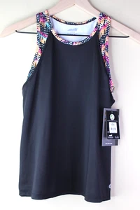 Avia Girls Athletic Tank Top Mesh Overlap 2fer Tank Black Soot L (10-12) - Picture 1 of 5