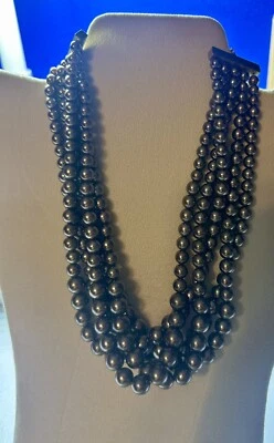 Lia Sophia "Cafe Au Lait" Matte Gold Tone w/5-Strand Glass Pearl Necklace 16-19" - Image 1 of 2