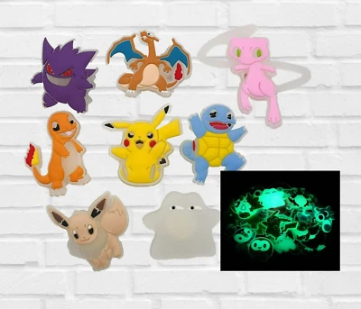 CROCYMATE 8pc Pokemon Shoe Charms For Crocs Glow in the Dark Shoe Charms Anime Shoe Charms