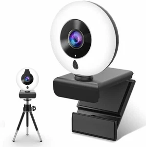NIYPS 2K HD Webcam with Microphone and Light Ring, Webcam with Cover and Tripod - Photo 1/1