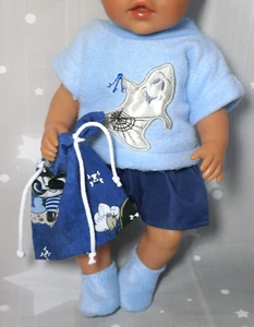 4tlg Sommer Set T-Shirt+Gespenst leuchtet Puppenkleidung Re born Baby 43cm - 46 - Bild 1 von 7