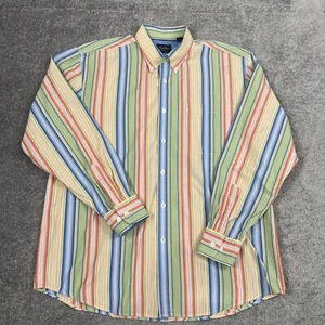 Indigo Palms Mens Blue Yellow Orange White XL 100% Cotton Button Front Shirt - Picture 1 of 8