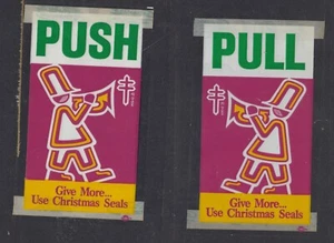 1971 Christmas Seals Push / Pull Door Stickers Labels 6" High - Item #8051 - Picture 1 of 1