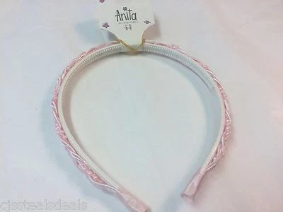 Anita Head Hairband Girls Light Pink Braided Cord Beads 2552 - Image 1 of 3