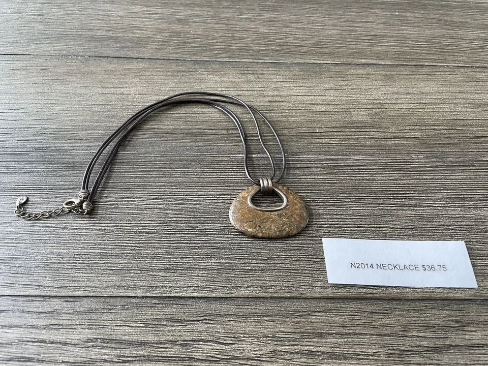 Collar Retirado Silpada Edad de Bronce Colgante de Broncita Esterlina Cordón de Cuero N2014 Foto 1 de 1