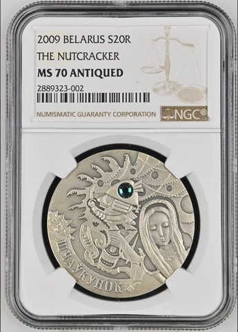 20 ROUBLES 2009 BELARUS NUTCRACKER SILVER UNC RARE NGC MS70 Cover
