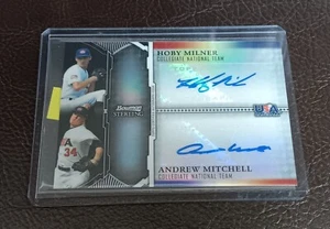 HOBY MILNER~ANDREW MITCHELL~2011 DUAL BLUE AUTO ~SILVER REFRACTOR~04/25~USA BB - Picture 1 of 3