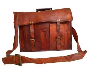 12X16 Inch Bag Men Leather Vintage Messenger Satchel Shoulder Laptop Briefcase