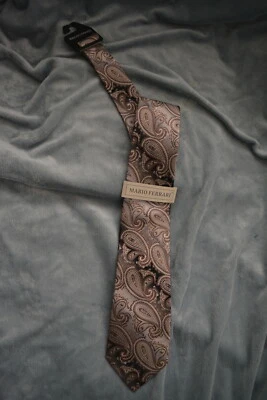 Corbata Mario Ferrari Marrón Cachemira 57" L y 3.5" W Mezcla Seda Foto 1 de 3
