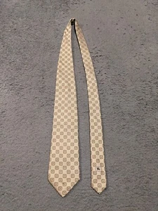Burberry London Tie Silk Geometric All Over Print Beige 57" Made In Italy  - Picture 1 of 9