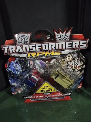 Hasbro Transformers RPMS Optimus Prime Vs BoneCrusher Toy Car Set 2008 - Image 1 of 3