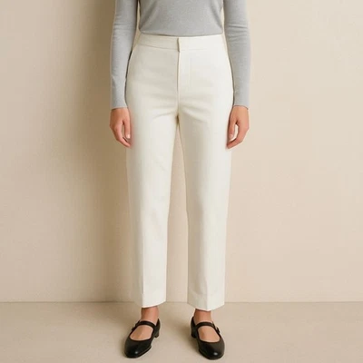 Calça cropped Jil Sander tamanho 2 ou 34 algodão branco elástico silencioso luxo grampo - Imagem 1 de 4