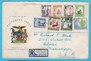 RHODESIEN & NYASALAND R FDC Bildausgabe 1959 Causeway to Biloxi USA - Bild 1 von 2