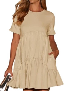 Women'S Short-Sleeve Crewneck Tiered Dress U1Y49717 - Picture 1 of 21
