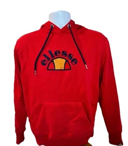 Ellesse Mens Small Red PullOver Embroidered Logo Red Hoodie Sweatshirt - Picture 1 of 5