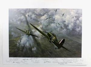 SIGNED by 21 BATTLE BRITAIN airmen LTD ED print Gerald COULSON Defence Capital - Picture 1 of 10