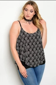 Womens Plus Size Black Metallic Tank Top 1XL - Picture 1 of 2