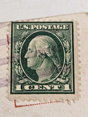 George Washington Green 1 Cent Stamp On 1913 Postcard Center Street Mahanoy, PA - Image 1 of 4