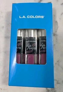 L.A. COLORS LIP Duo 3 Piece Vibe CLG655 Lip Stick & Lip Gloss Boxed - Picture 1 of 3
