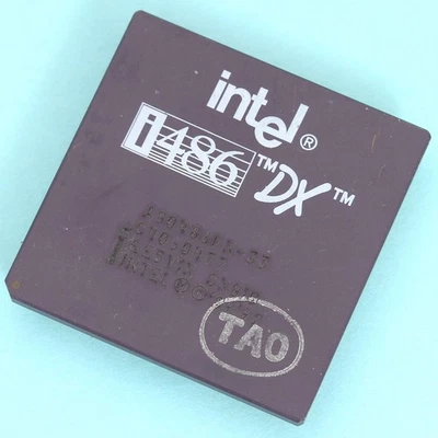 Intel 486DX 33Mhz CPU Processor SX810 A80486DX-33 Ceramic Gold PGA168 Socket 1/3 - Image 1 of 3