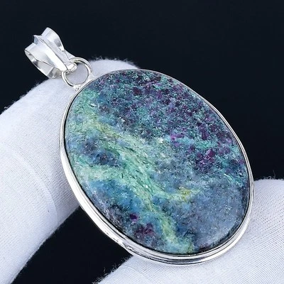 Ruby Fuchsite 925 Silver Plated Handmade Pendant of 2.08" - Image 1 of 3