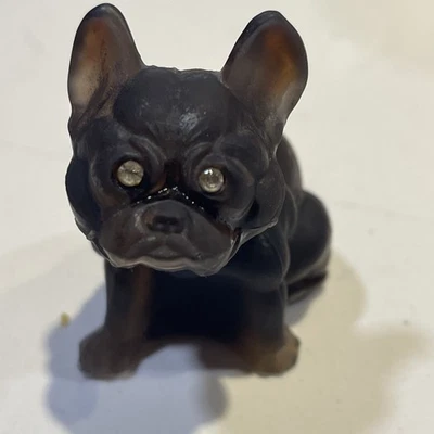 "Estatuilla Bulldog de Vidrio Westmoreland 2.5"" de Colección Ámbar Oscuro con Ojos de Estrás" Foto 1 de 4