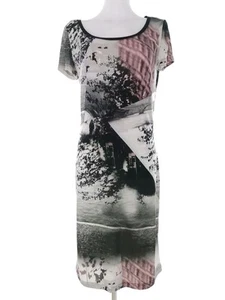 BANDOLERA Size 38 Grey Midi Shift Dress Short Sleeve - Picture 1 of 5