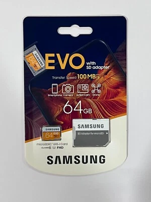 New Samsung EVO microSDXC Memory Card 64GB MB-MP64HA/AM - Image 1 of 3