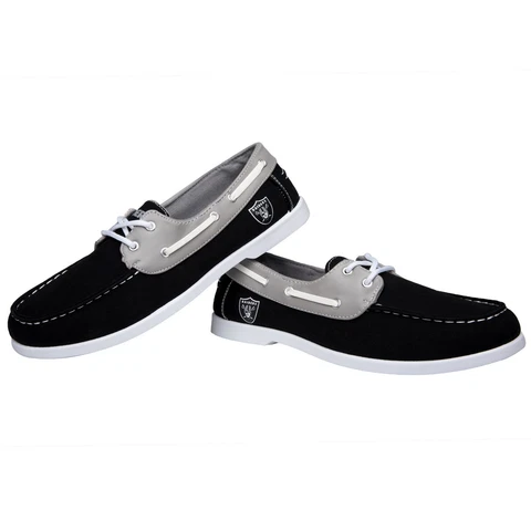Oakland Raiders Side Logo Team Color Boat Casual Shoes Slip On US Men's Sizing Cover