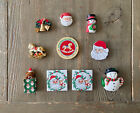 Vtg Lot 10 Christmas Magnets Santa Snowman Bells Teddy Bear Rocking Horse
