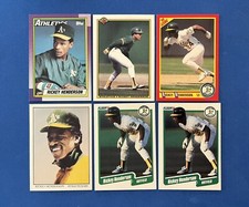 1990 Rickey Henderson A's Baseball Cards (6) Topps Fleer Bowman Score