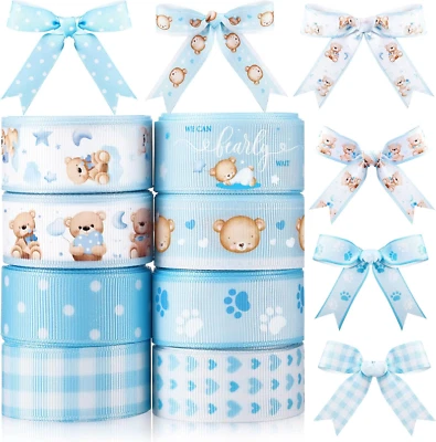 8 rollos de cinta de oso 7/8 pulgadas 40 yardas cinta artesanal de baby shower estampado de oso niño talla Foto 1 de 4
