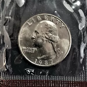 1987 D Washington Quarter Brilliant sin circular desde el original como nuevo conjunto en violonchelo BU - Imagen 1 de 2