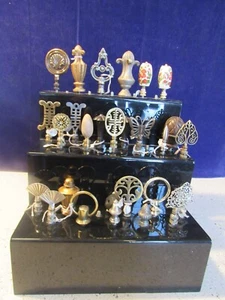 Vtg Lamp Finial Stone Metal Wood Ceramic Bakelite? ++ Lot of 28 w/Display STJ - Picture 1 of 23