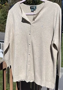 Ralph Lauren Womens LRL Cashmere Silk Cardigan Sweater Size 1X Pearl Buttons (2O - Picture 1 of 14