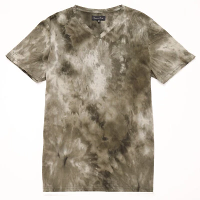 Camisetas de manga corta Massimo Dutti de algodón con cuello en V para hombre tie dye jaspe  Foto 1 de 4