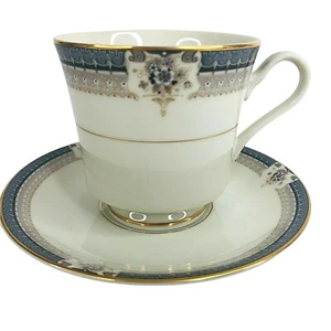 Ivory Tropez Tea Cup And Saucer Set Mikasa Grande L5504 Japan VTG Gray Floral - Picture 1 of 10