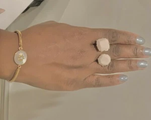 Les Nereides Ring Pink Cubic Zirconia Real Gold Plated Brass RRP £100 Adjustable - Picture 1 of 7
