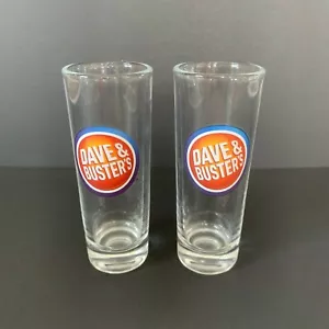 Dave & Busters shot glasses shooter barware clear 4" H lot of 2 - Picture 1 of 6