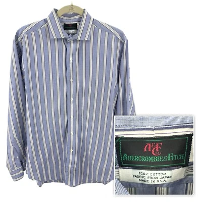 Винтажная мужская сорочка Abercrombie & Fitch на пуговицах XXL 16-34 синяя 1980-е - Изображение 1 из 4