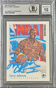 Larry Johnson 1991-92 Skybox Card #513 Auto 10 Beckett Authentication - Picture 1 of 2