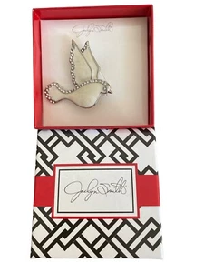 Jaclyn Smith White Dove Pin Brooch Rhinestones & Silver Trim-New In Box - Picture 1 of 1