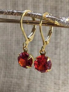 Total 2 Carats Natural Orange Sapphire In Gold Filled Earrings - Picture 1 of 4