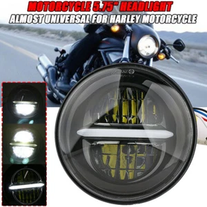 Universal Motorcycle 5.75" Headlight 2835 LED Light Hi/Lo/DRL Round For Harley - Picture 1 of 8