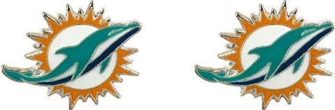 Miami Dolphins Football Team Logo NFL Silver Post Stud Earrings Set Cover